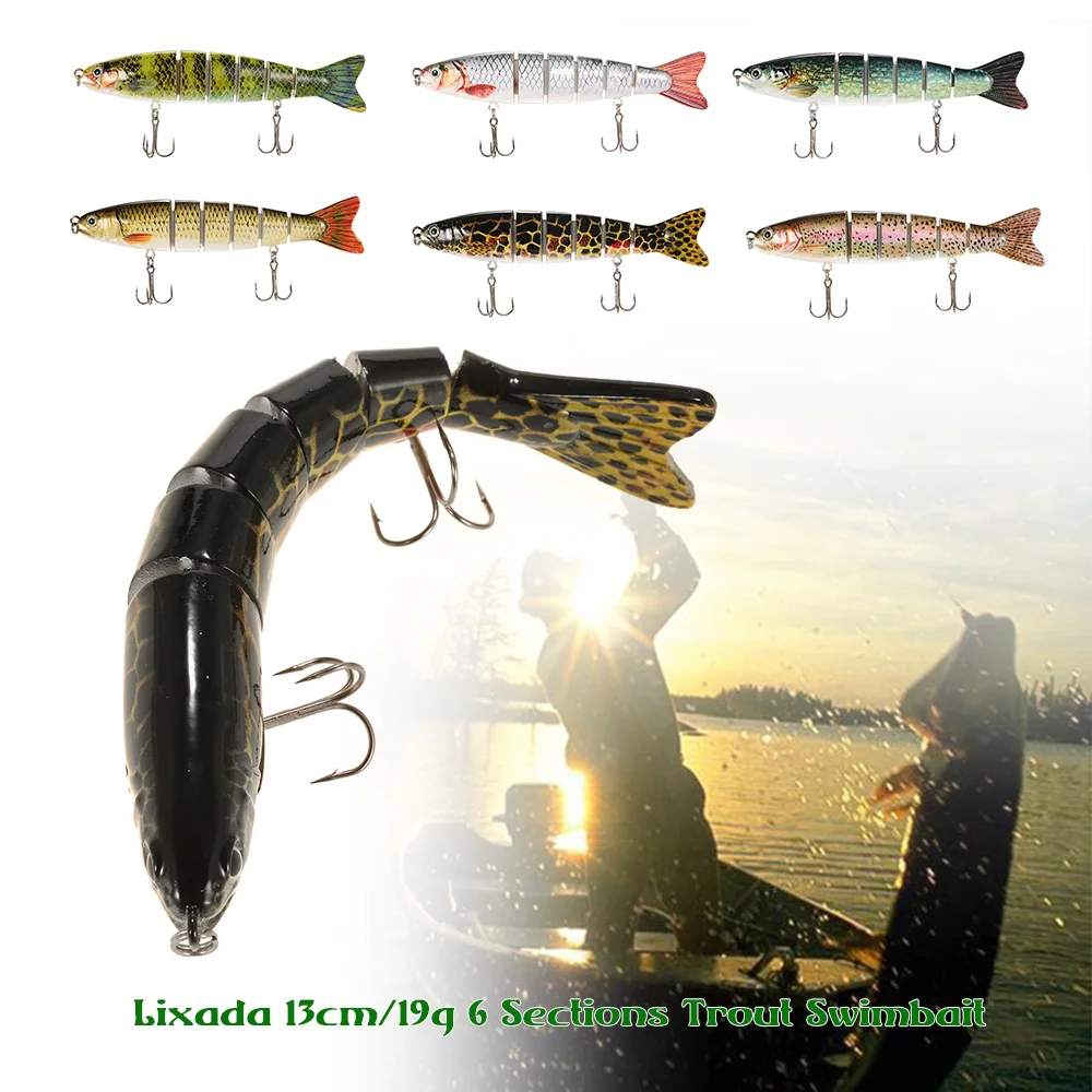 Lixada 13 см/19 г реалистичные 6 Соединенных секций приманка для форели жесткая