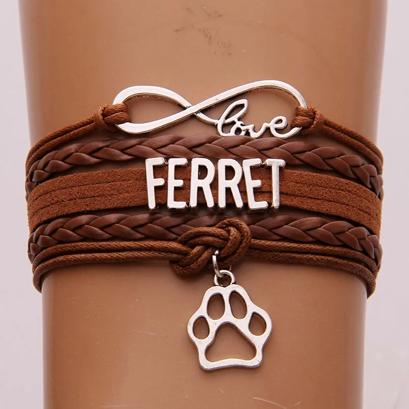 Браслет NCRHGL Infinity love FERRET браслеты в виде животных Амулет лапа плетеный браслет из