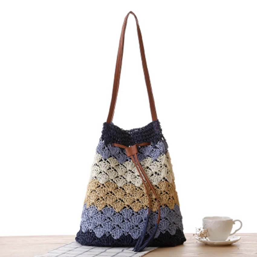 Модная плетеная сумка в этническом стиле полоску|leisure bag|woven bagfashion shoulder bags |