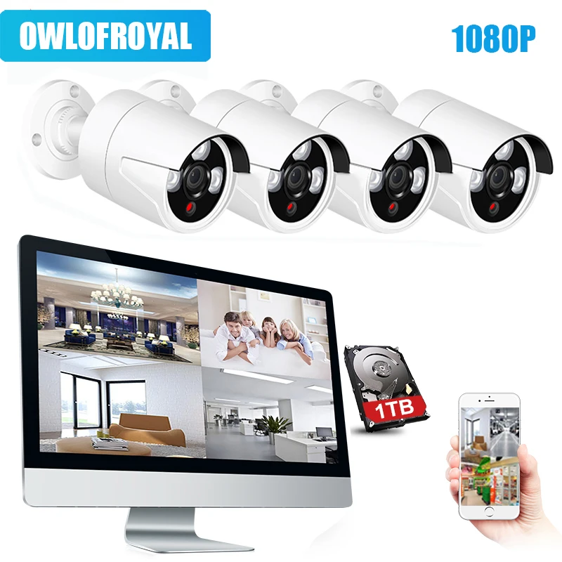 1080P 4CH Беспроводной NVR комплект 13 &quotЖК монитор 4 шт. 2MP Wifi IP камера наружная