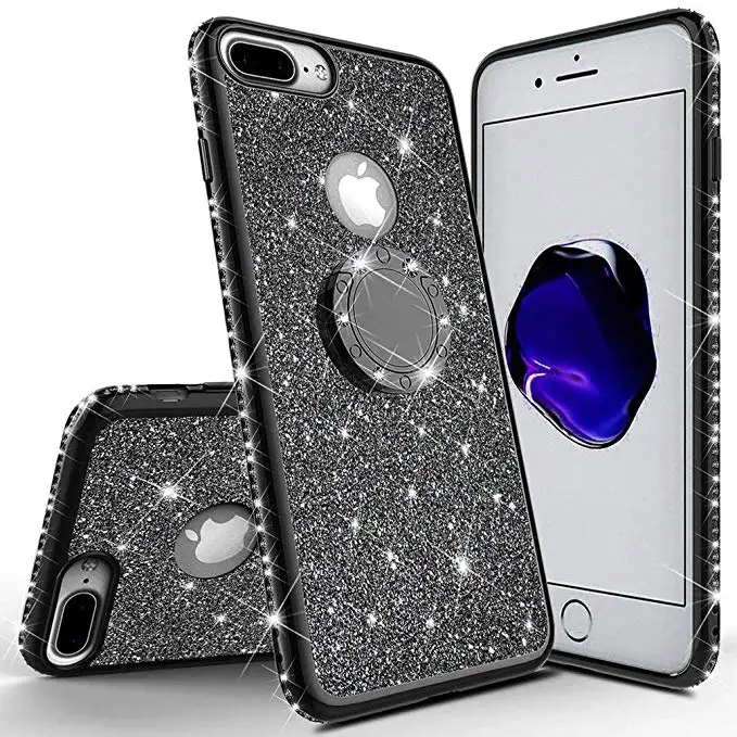 Роскошный блестящий чехол с кольцом для iPhone xs max edge со стразами из ТПУ x xr i6 6s i7 Plus i8
