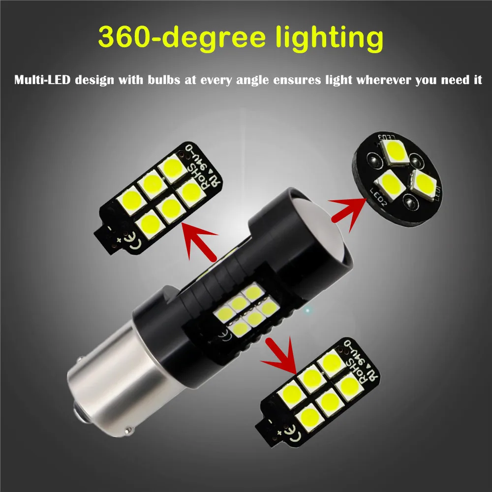 Светодиодная лампа BA15S P21W 2 шт. 1156 R5W 21 3030SMD автоматический светильник заднего хода