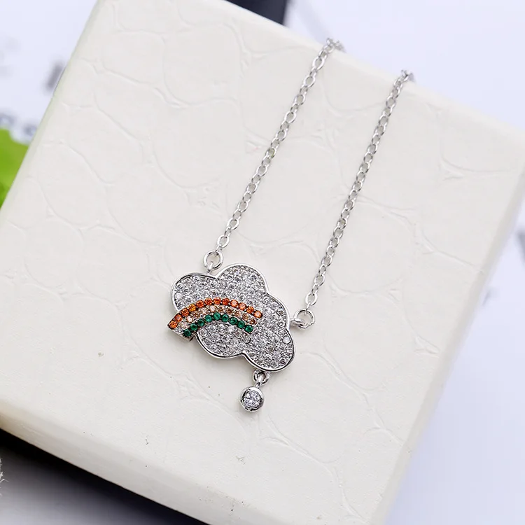 Ожерелье SWOUR из белого золота с фианитами женское модное ожерелье милой радугой в