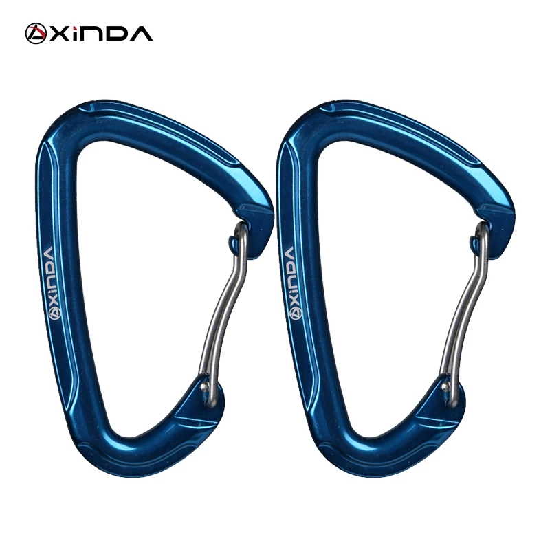Blue-2pcs XINDA Высокое качество Профессиональный 5200 натяжение нагрузки скалолазание замок провода ворота удлинители портативный карабин Спорт на открытом воздухе - Цвет: Blue-2pcs