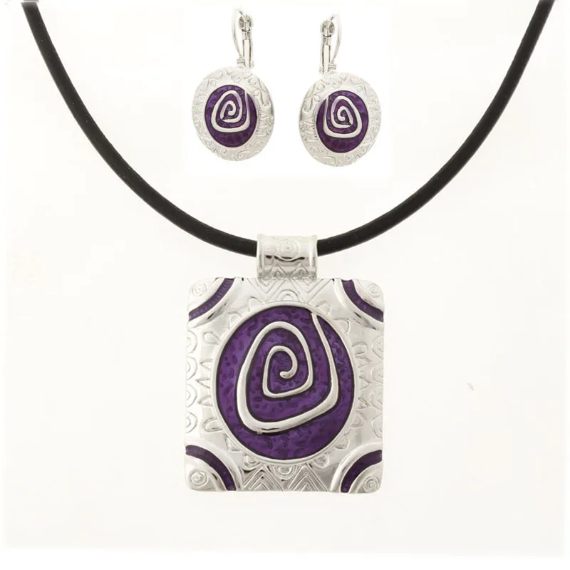 Квадратные ожерелья покрытые эмалью кожаный шнур цепочка со спиральной