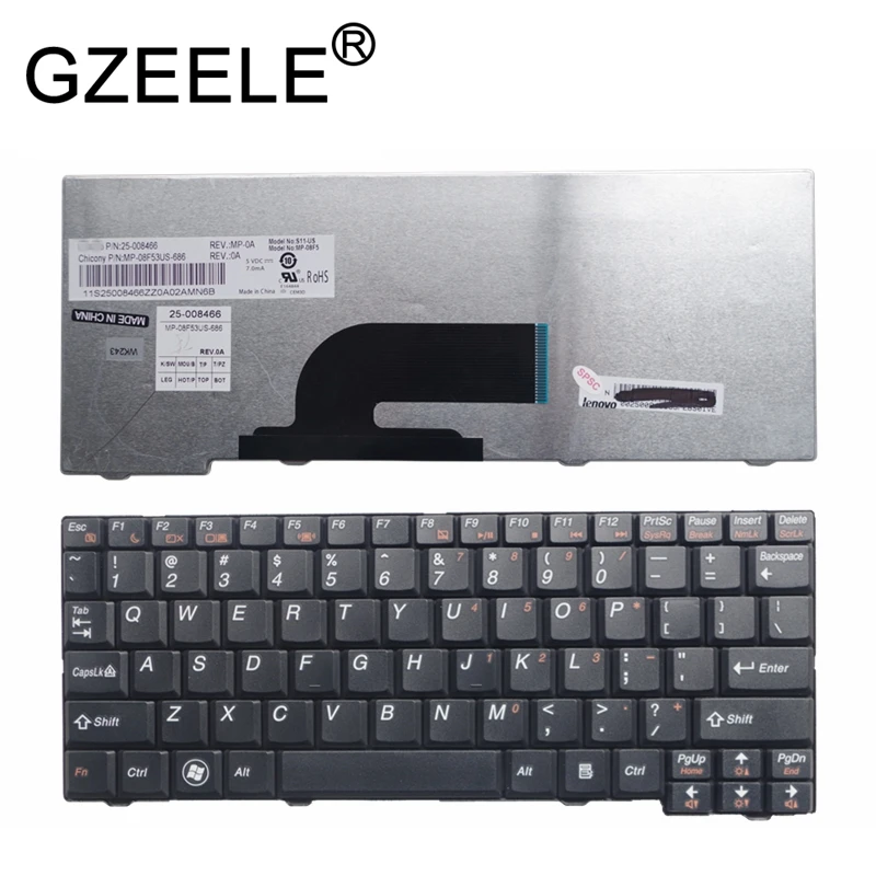 

GZEELE New for IBM for LENOVO IdeaPad S10-2 S11-US Keyboard 25-008466 MP-08F53US-686 V103802AS1 English laptop keyboard US black