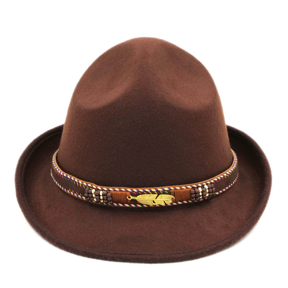 

Mistdawn Fashion Canada Canadian Mountie Ranger Hat Men Wool Blend Fedora Cap Brown Leather Band