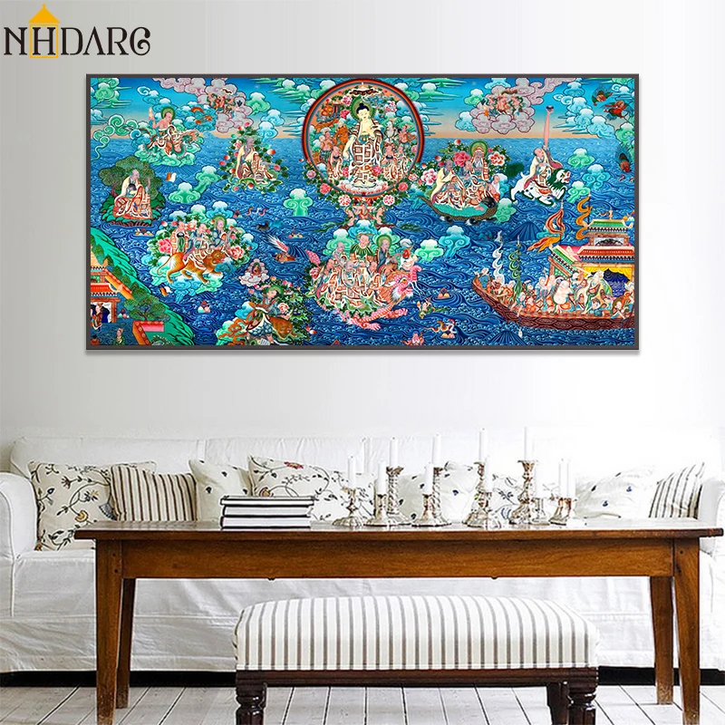 Sakyamuni and Arhat Thangka тибетская Классическая художественная копия буддистская статуя