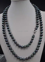 free shipping 45 length 10mm black genuine freshwater pearl necklace for women