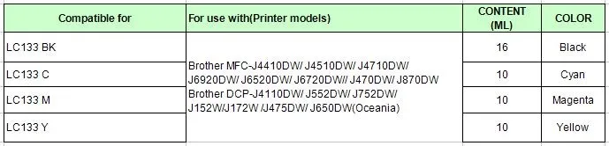 YOTAT многоразового катридж LC133 LC 133 для брата MFC-J470DW MFC-J650DW MFC-J870DW MFC-J4410DW MFC-J4510DW