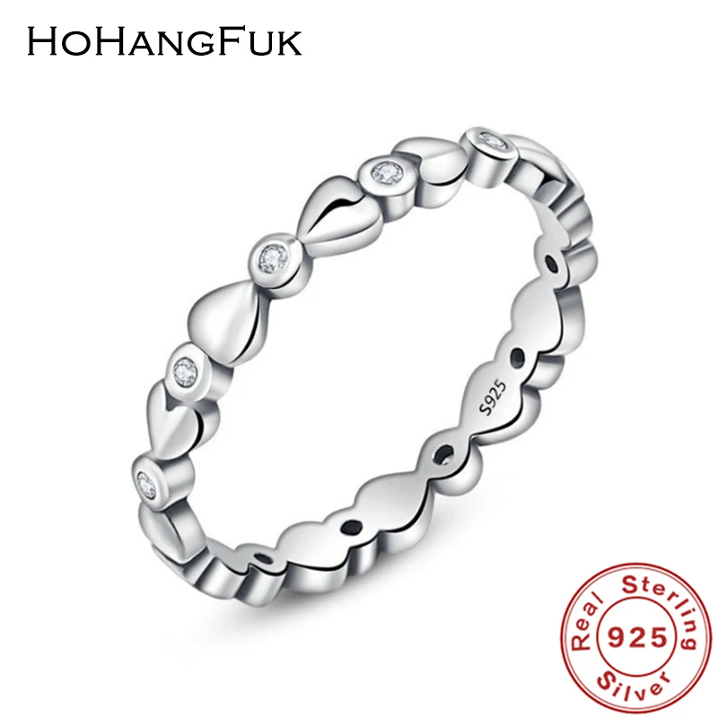 HoHangFuk стерлингового серебра 925 Forever Love Сердце перстни для Для женщин ААА Циркон