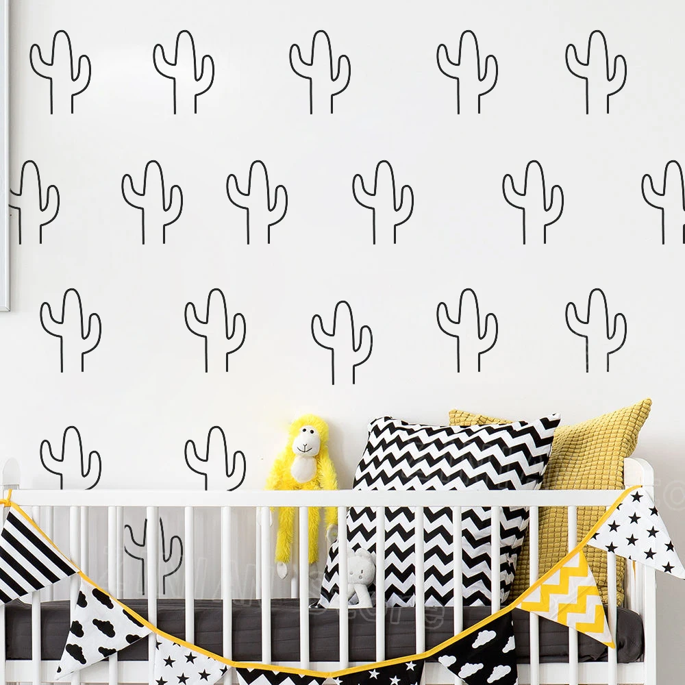 DIY Cactus Wall Decals Woodland Tribal Stickers for Kids Room Baby Nursery Decor Succulent Cacti Tattoo Z662 | Дом и сад