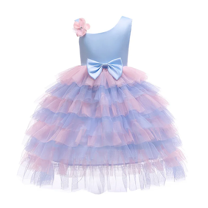 2019 New Girls Dress Rose Flower Children Dresses Sleeveless Lace Pageant clothing Princess Kids Wedding Party Gowns Prom Clothe | Детская