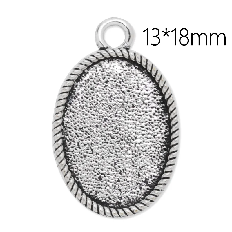 20 шт. серебряные овальные Подвески 13 х18 мм|bezel pendant tray|blank bezelpendant cabochon |
