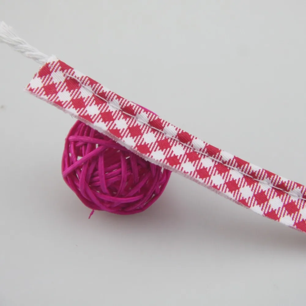 

Grid Stripe Cotton Bias Cord Tape Flange Piping Trim Binding Covered Insertion Tap Sewing Textile Tape 12mm,1/2" 10 meter