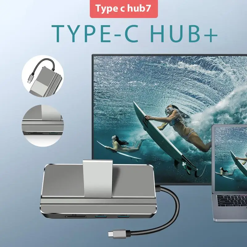 YC217 Hub 7 Port Adapter HDMI Low Temperature USB Computer Accessories for Type C Macbook | Мобильные телефоны и