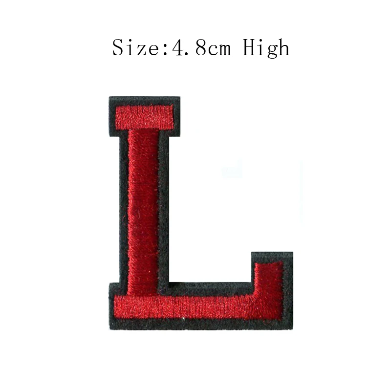 1PC A-Z Red thread and Black background English Alphabet Letters Mixed Embroidered badge Iron On Patches For Clothing 48MM high images - 6