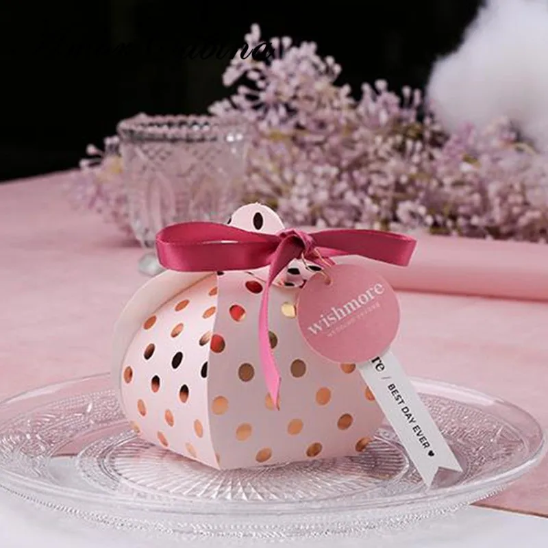 30 шт. розовый узор в горошек Романтическая Свадебная коробка как конфета товары