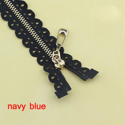 navy blue 50 см 60 см кружевная молния для платья сумка Одежда карамельный цвет светильник золотые зубы декоративная металлическая застежка полые аксессуары D671 - Цвет: navy blue