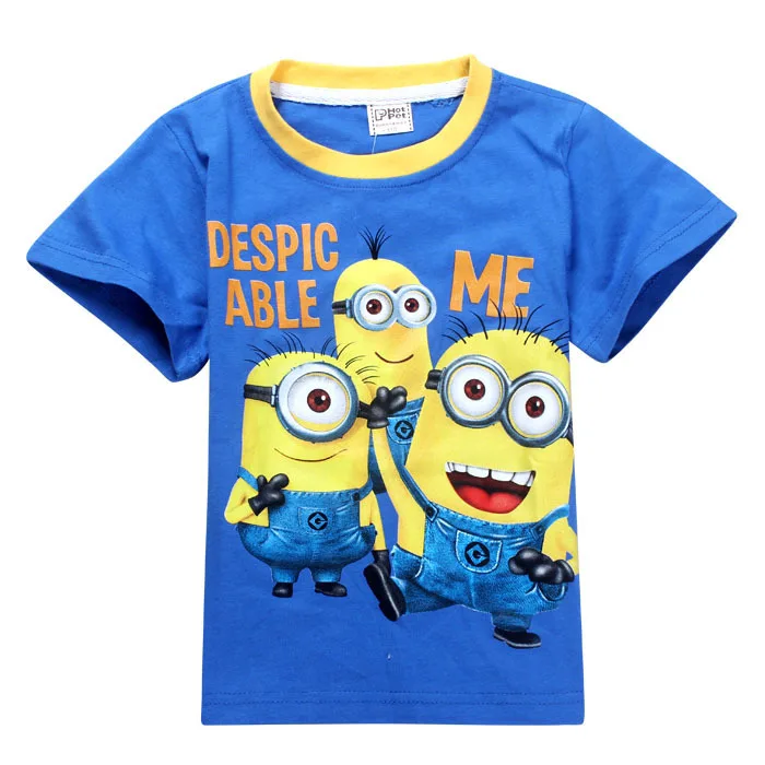 boys girls t-shirt 2014 cartoon anime figure despicable me minions clothes minion costume children's clothing t shirts kids wear | Мать и