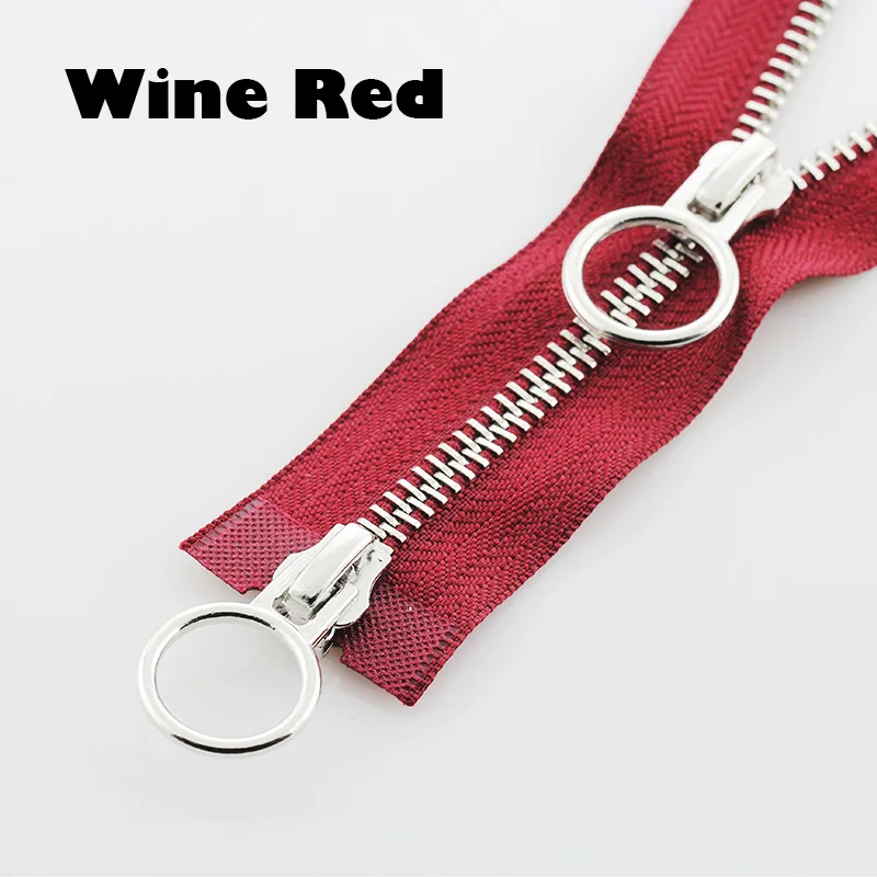 Wine Red 5# разъемная застежка-молния двойной круг ползунки 60/70/80/90/100/120/150 см автоматический металлический замок застежки-молнии - Цвет: Wine Red