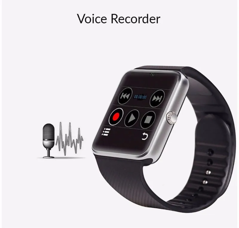 Смарт часы GT08 для мужчин и женщин модные наручные на базе Android с камерой SIM TF