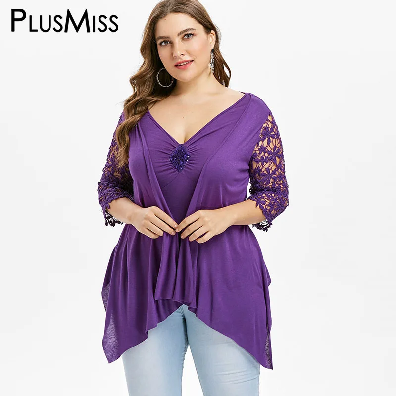 PlusMiss размера плюс 5XL ложный костюм двойка Цветочная расцветка для офиса