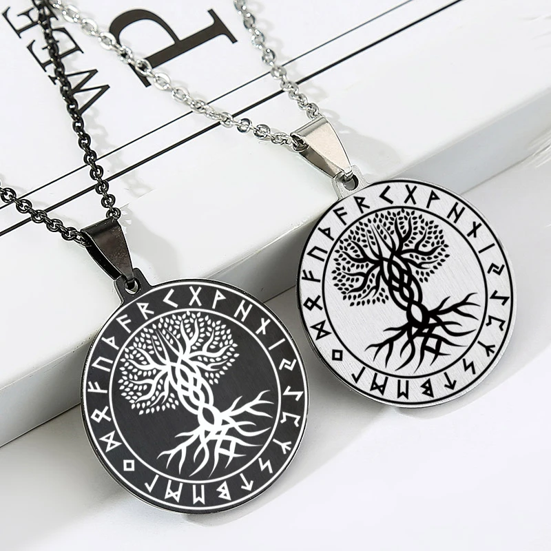 Абайсер руны викингов и Древо жизни индивидуальные подвески из нержавеющей