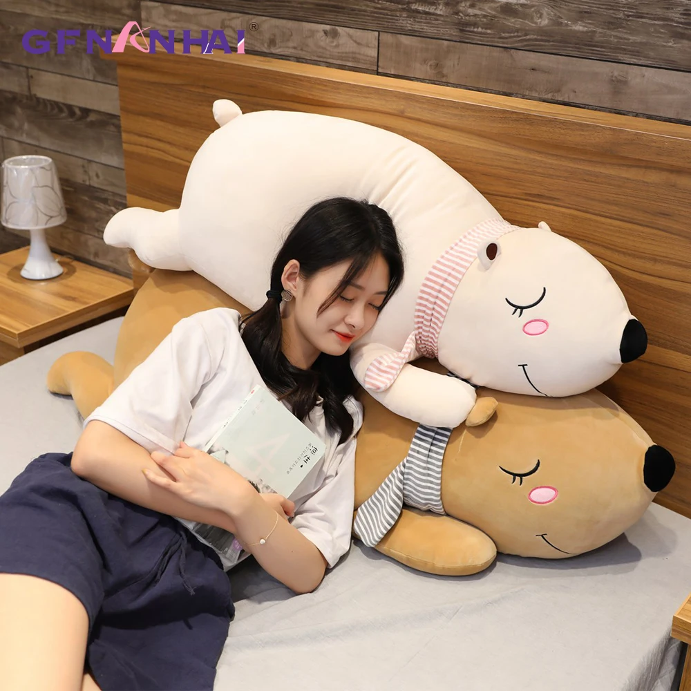 

Плюшевые игрушки kawaii, спящий белый медведь, 70/90/110 см, 1 шт., милые мягкие игрушки в виде животных, подушка, подарок на день рождения для детей