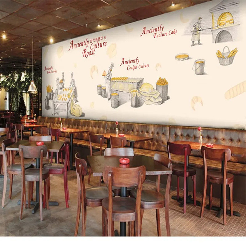 Обои 3d Индивидуальные хлебобулочные обои десертный чайный магазин Фастфуд