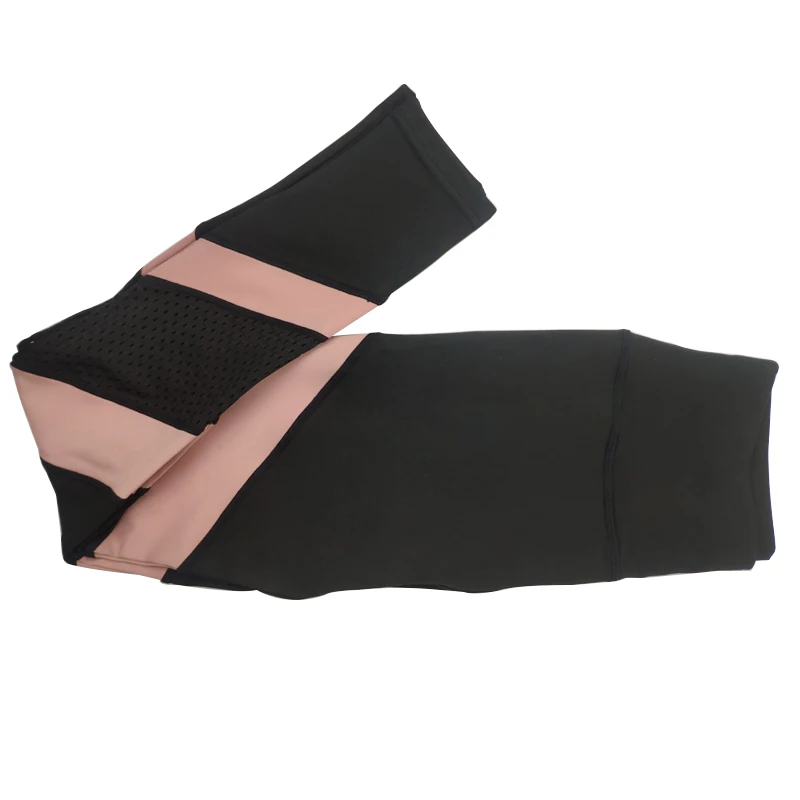 Pink SALSPOR штаны для йоги с высокой талией, женские розовые сетчатые Лоскутные Спортивные Леггинсы, обтягивающие дышащие леггинсы для бега, фитнеса, спортивная одежда - Цвет: Pink