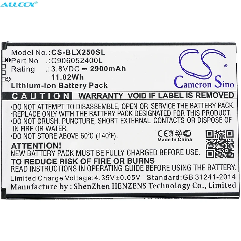 

Аккумулятор Cameron Sino C906052400L, 2900 мАч для BLU E050,E050U,Energy X2