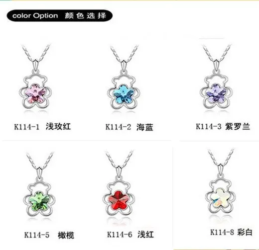 Free Shipping | Plating white K color retention series| Bear plum crystal necklace| jewelry|Mixed batch Украшения и аксессуары