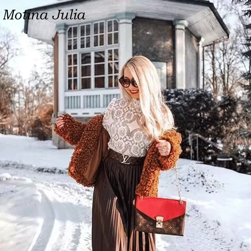 Motina Julia 2019 летние кружевные блузки с цветами рубашка кружевная юбка длинным