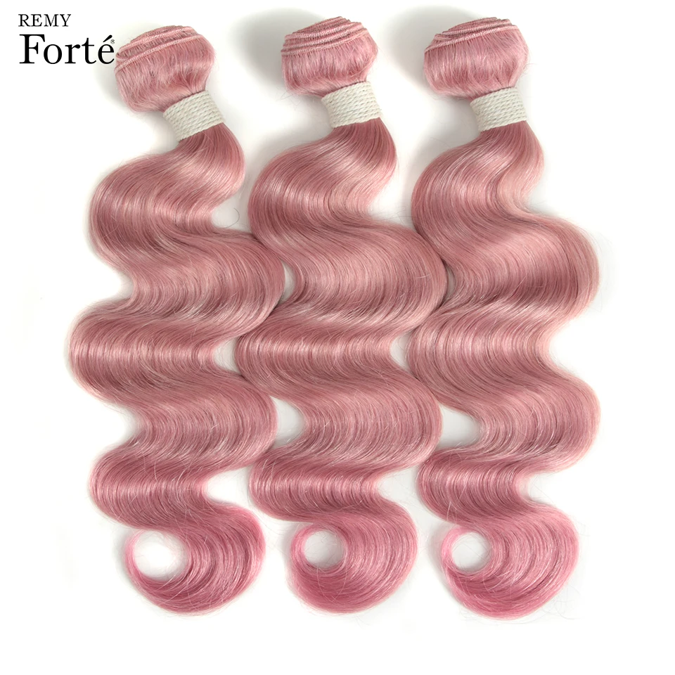 Remy Forte Hair Extension Pink Virgin Brazilian Hair Weave Bundles Single Bundles Body Wave Hair Bundles 45% Hair Proportion