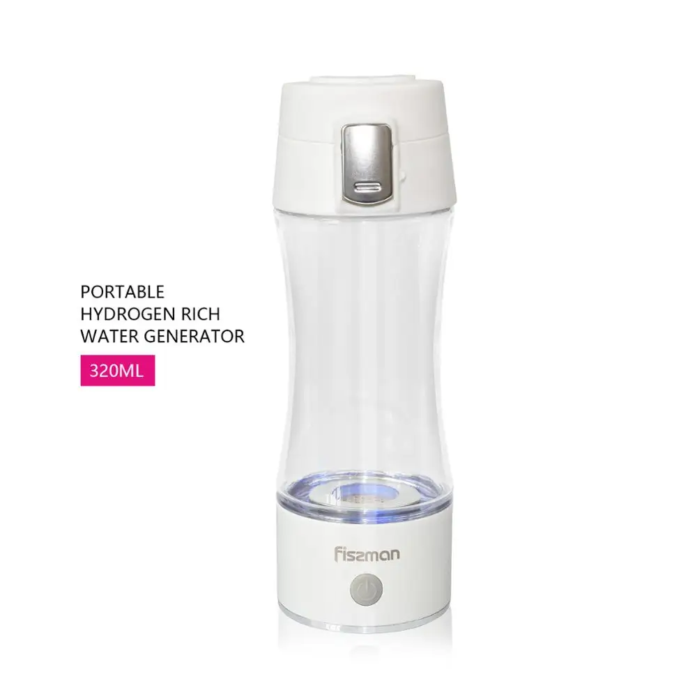 White Fussman 320 мл портативная водородная бутылка для воды USB перезаряжаемая здоровая чашка - Цвет: White