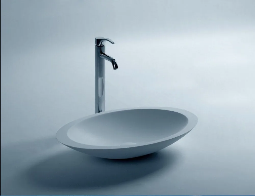 Ванная овальная раковина твердая поверхностная Смола столешница умывальник