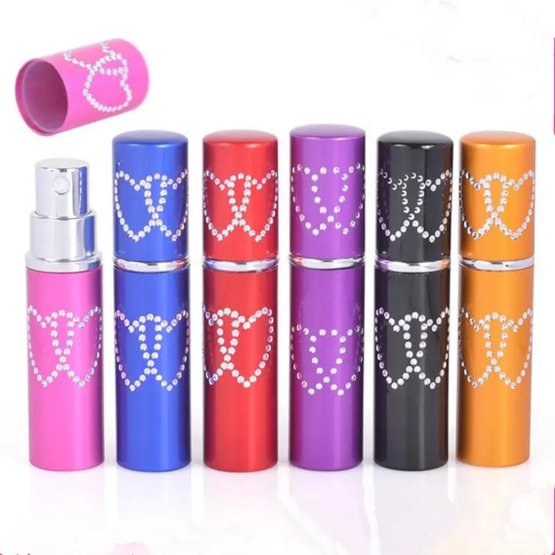 

5ml 10ml Empty Parfum Spray Glass Scent Bottle Pump Double Heart Pattern Refillable Atomizer Aluminum Cap Perfume Bottle