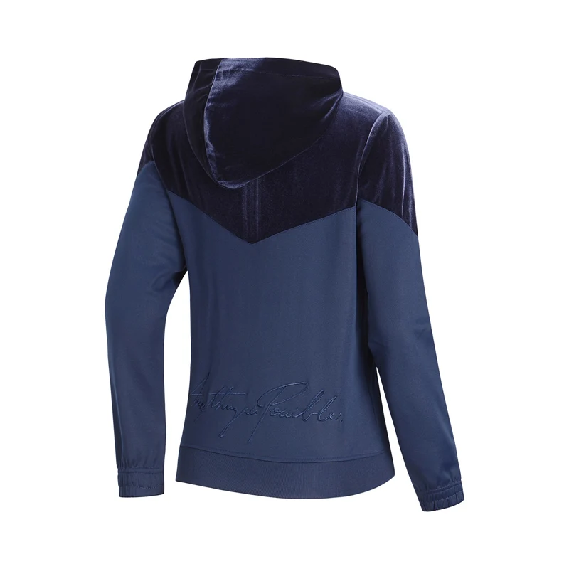 Li-Ning/женские модные свитера-худи на молнии повседневные Бархатные лоскутные