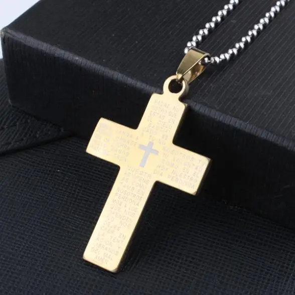 Крестообразный кулон из Библии бусины для ожерелья цепочка женщин и мужчин 316L