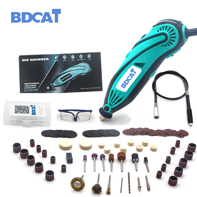 BDCAT стиль электрический Dremel Мини дрель полировальная машина переменная скорость роторный инструмент с 106 шт. механические инструменты аксессуары