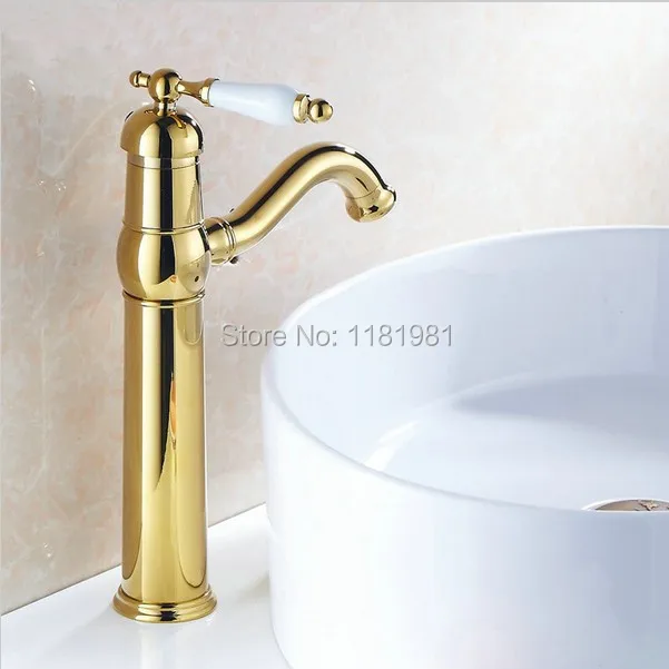 Классический смеситель для умывальника в форме человека золотого цвета