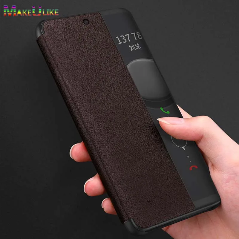 Умный чехол из натуральной кожи для Huawei Mate 20 Lite откидной с функцией