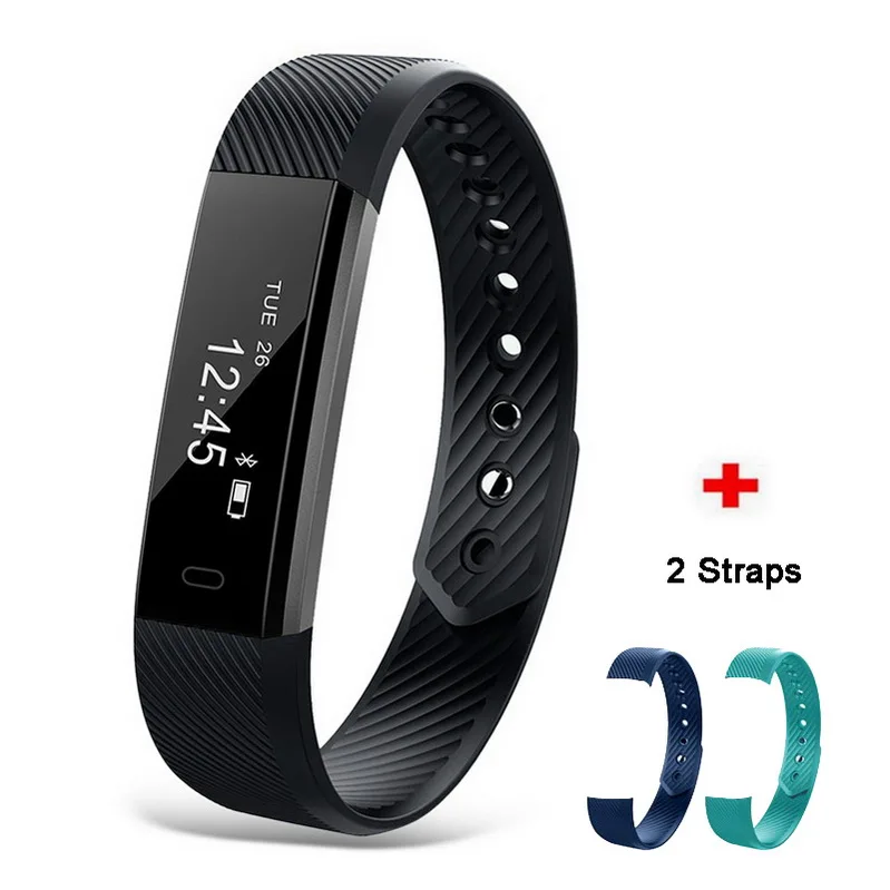 black w green blue Фитнес-трекер умный Браслет ID115 Veryfit APP Bluetooth Band монитор активности будильник спортивный браслет для iOS Android - Цвет: black w green blue
