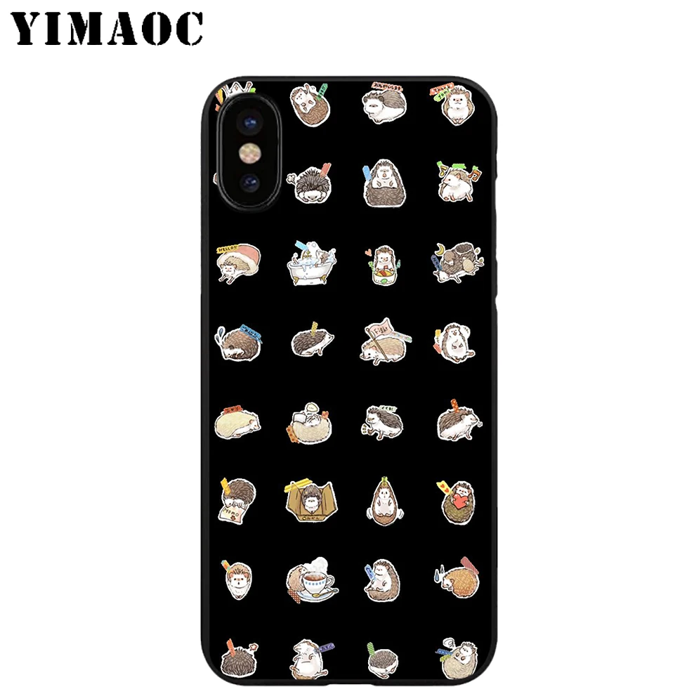 YIMAOC Ёжик Симпатичные из мягкого ТПУ Черный силиконовый чехол для iPhone X или 10 8 7 6 6S