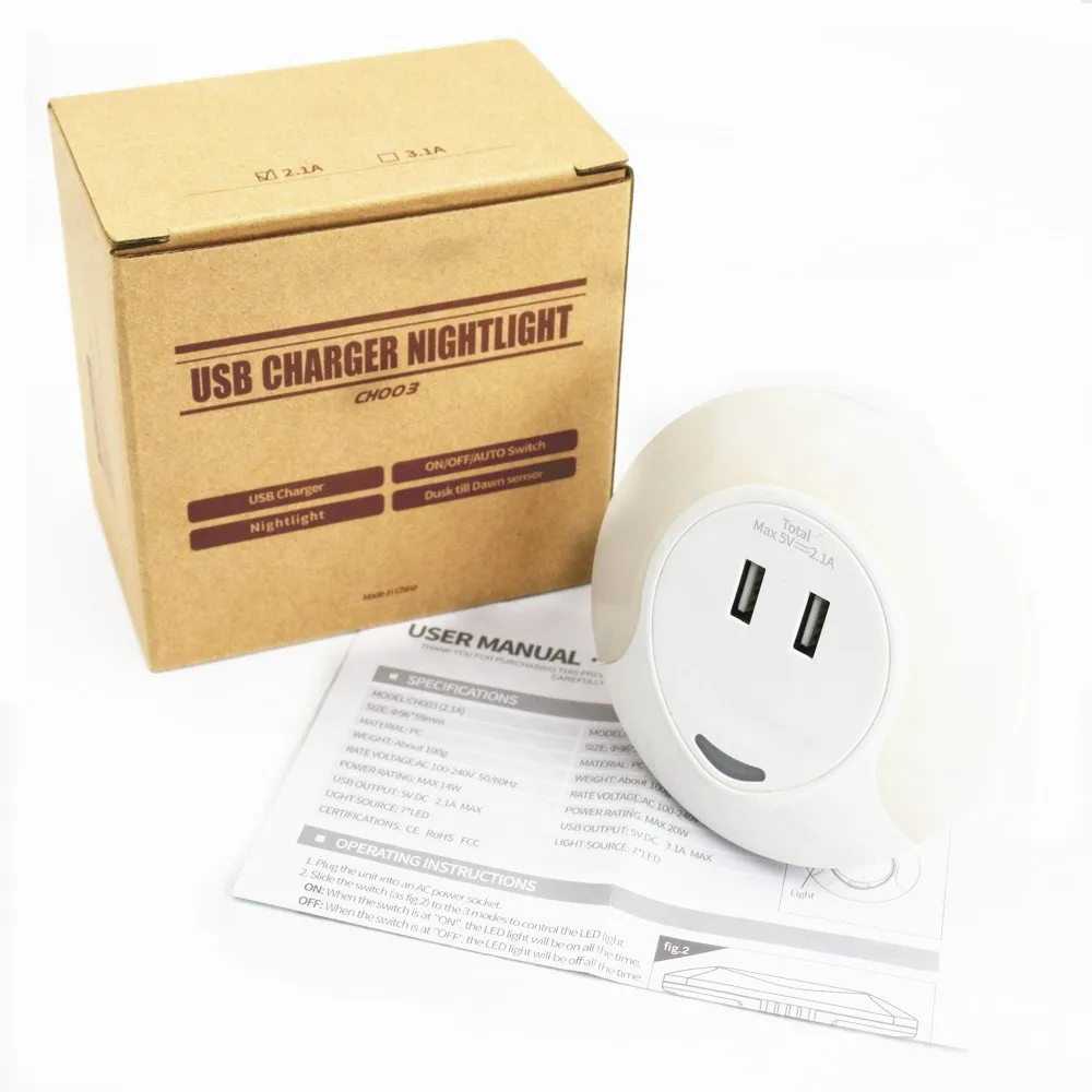 

Night Light Sensor USB Charging Socket LED 110V 220V Automatic Night Lamp Intelligence Warm White For Indoor Lighting Bedroom