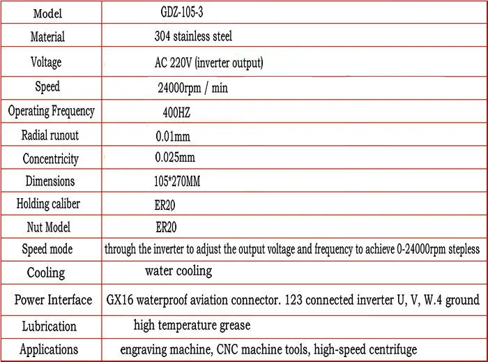 GDZ-105-30 220 V/380 V 3KW ER20 105 мм Диаметр шпинделя двигатель дизельный двигатель с водяным охлаждением шпинделя комплектующие для гравировального станка
