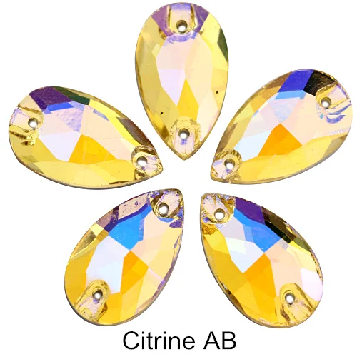Citrine-ab Красочные каплевидные Хрустальные стеклянные пришивные стразы с плоской задней стороной красные AB пришивные камни каплевидные Стразы для шитья одежды Y1250 - Цвет: Citrine-ab