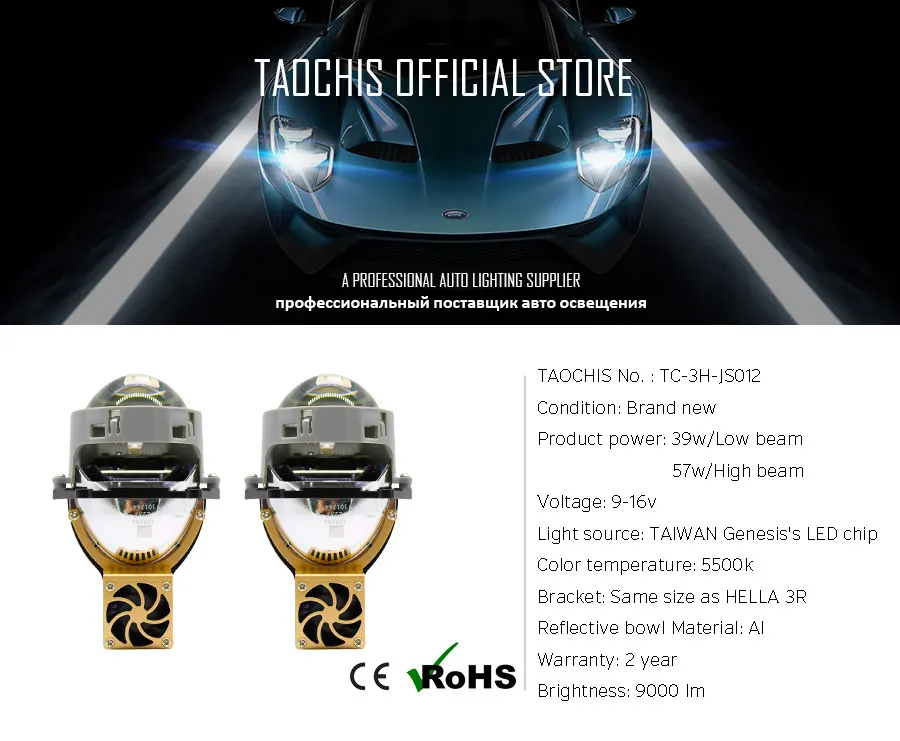 TAOCHIS Авто Стайлинг 3,0 дюймов Би-светодиодный объектив проектора светодиодный светильник на голову обновленный Универсальный Быстрый Яркий