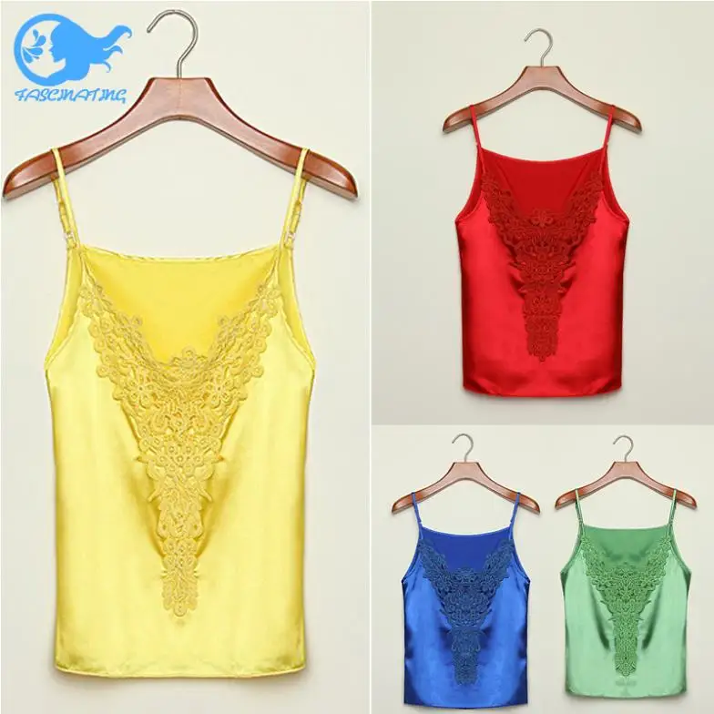 2015 Women Blouse Female Lace Shirts Chiffon Casual Spagetti Strap Vest Sexy WomenTops Blusinha Cetim Renda Plus Size |
